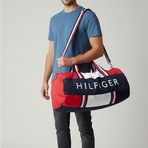 Tommy Hilfiger Colorblock Flag Travel Gym Large Duffel Men Women Cotton Bag